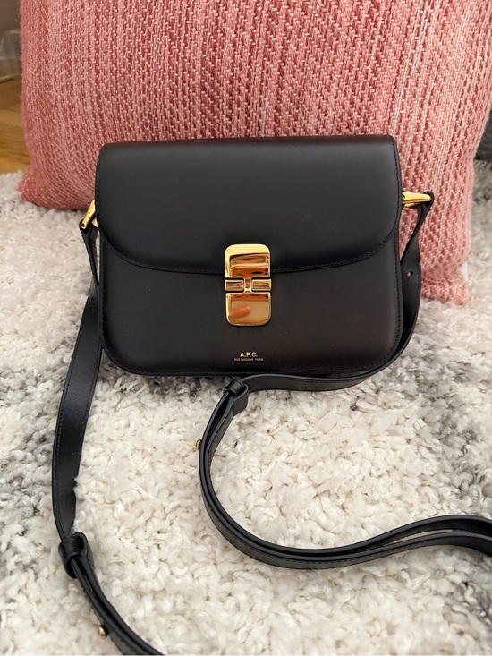 A.P.C. Handbags - A.P.C. Black Leather Crossbody with Gold Lock